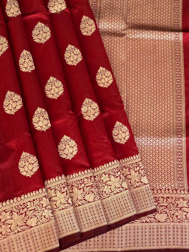 Red Banarasi silk saree