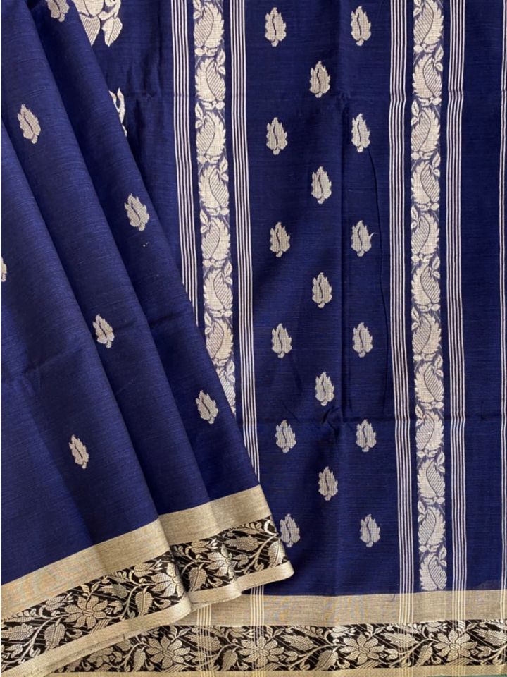 Navy Blue Handloom Cotton Sarees