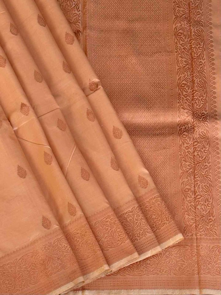 Pure Banarasi Katan silk Saree | Handloom Beige Colour Saree 