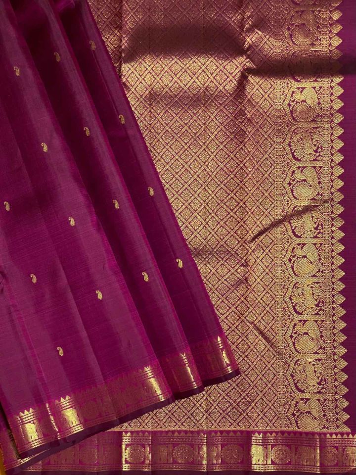 Magenta Purple Kanchipuram Pure silk Saree