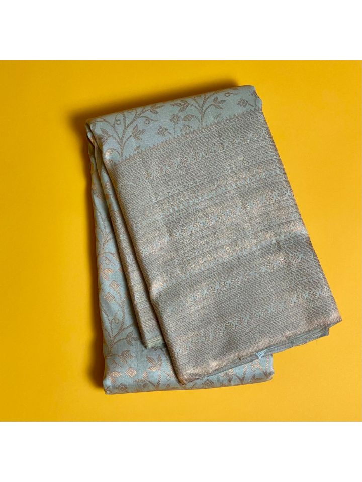 Gray Pure  Handloom Kanchipuram Silk Saree