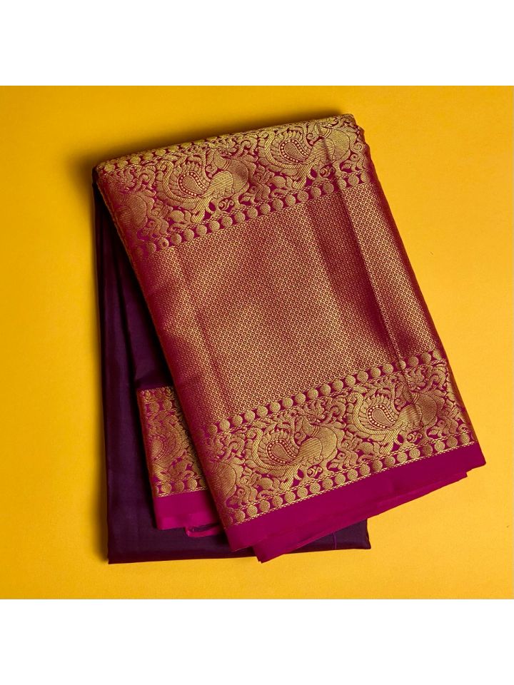 Pansy Purple Pure Handloom Kanchipuram Silk Saree