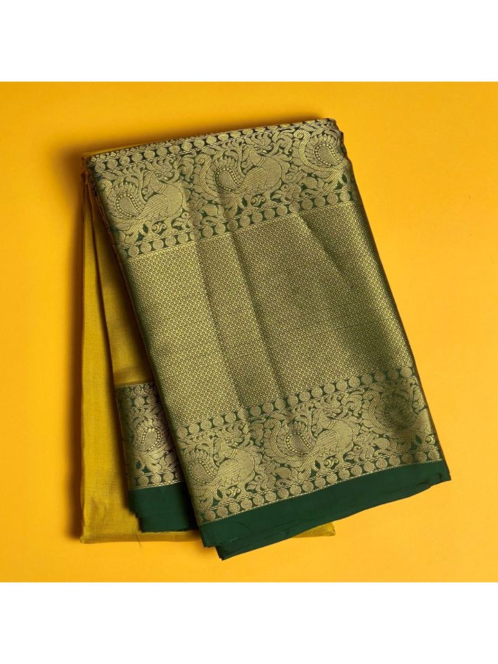 Yellow Pure Handloom Kanchipuram Silk Saree