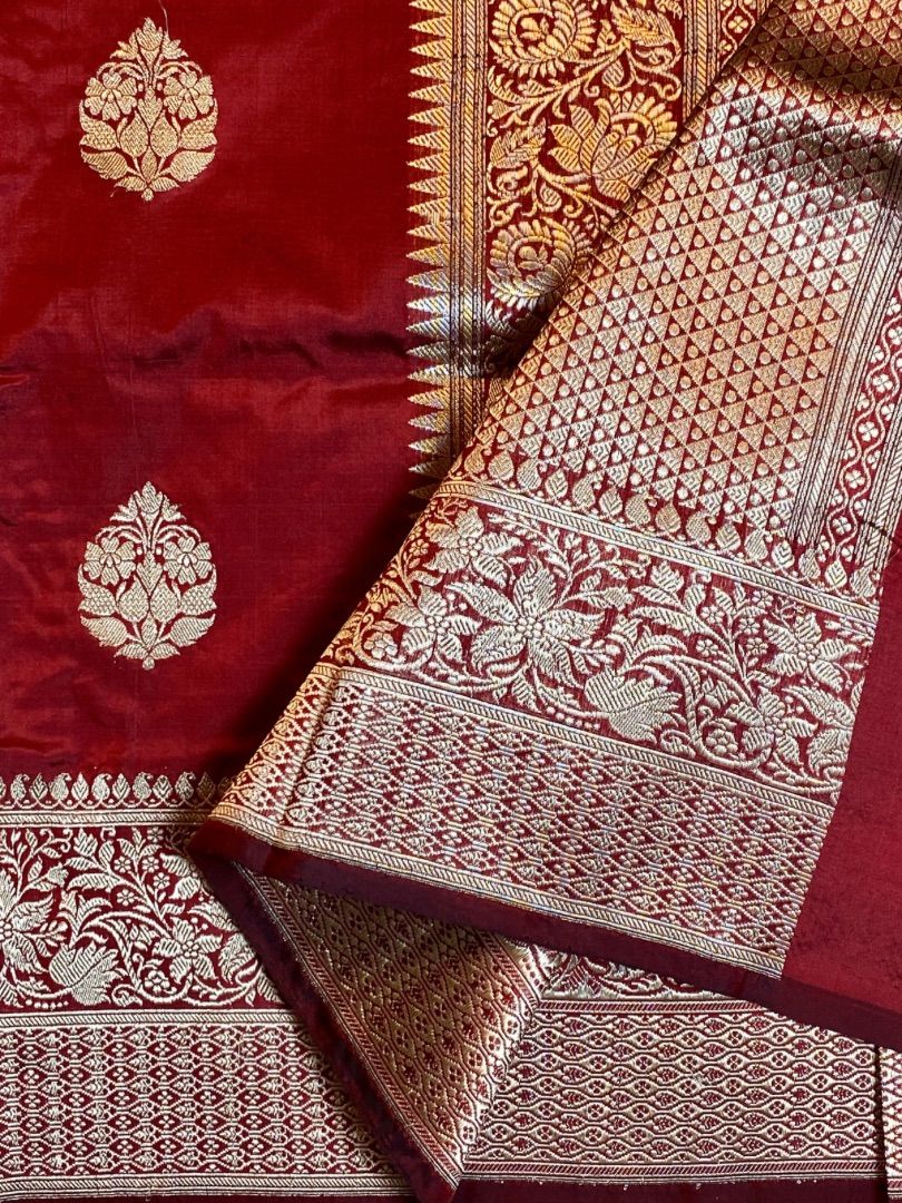 Red Katan Banarasi Pure Silk Sarees | Original Banarasi Saree